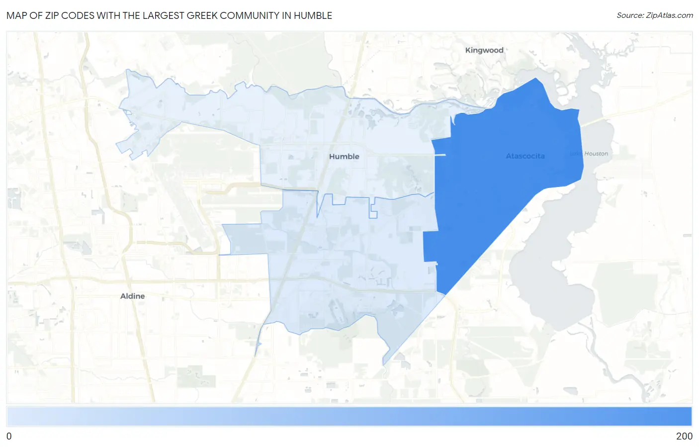 Zip Codes with the Largest Greek Community in Humble Map
