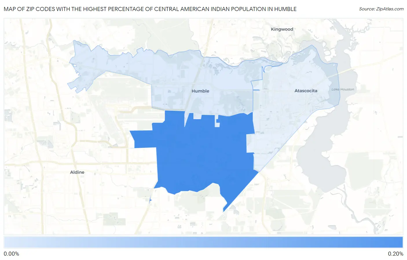 Zip Codes with the Highest Percentage of Central American Indian Population in Humble Map