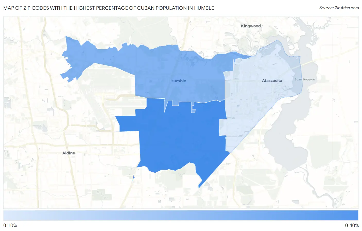 Zip Codes with the Highest Percentage of Cuban Population in Humble Map