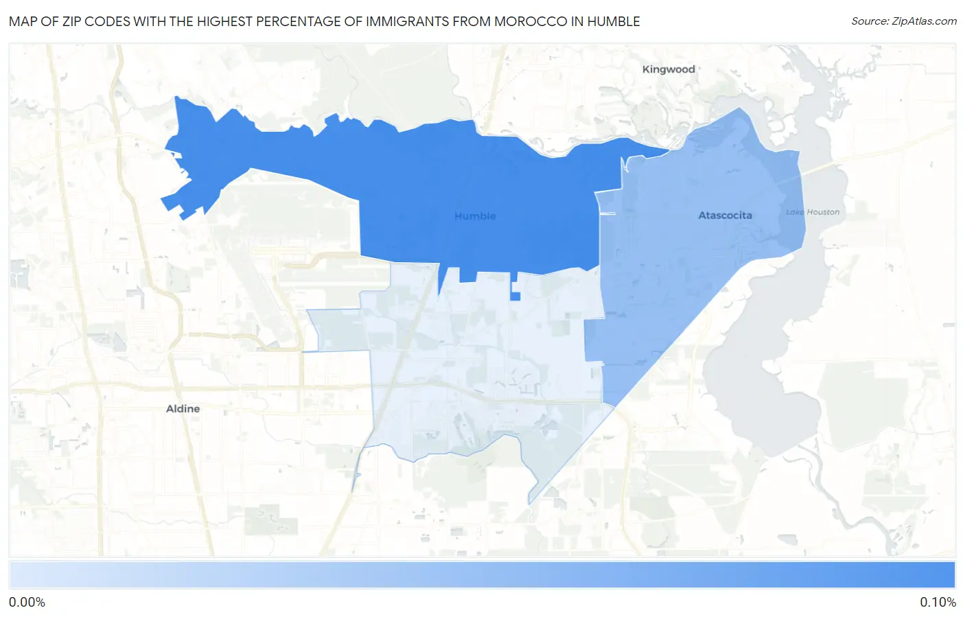Zip Codes with the Highest Percentage of Immigrants from Morocco in Humble Map
