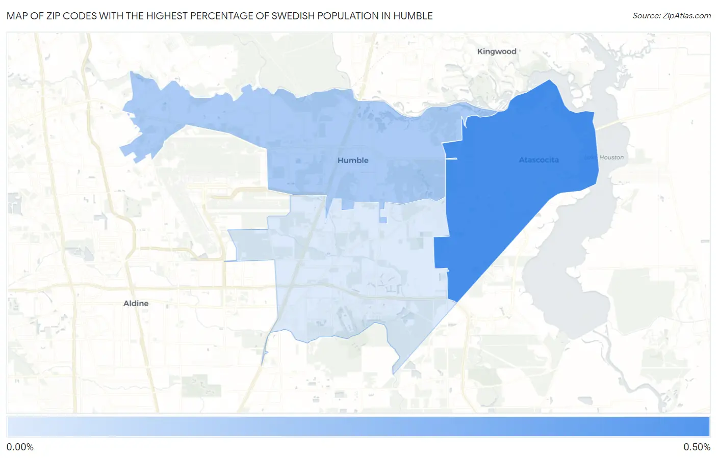 Zip Codes with the Highest Percentage of Swedish Population in Humble Map