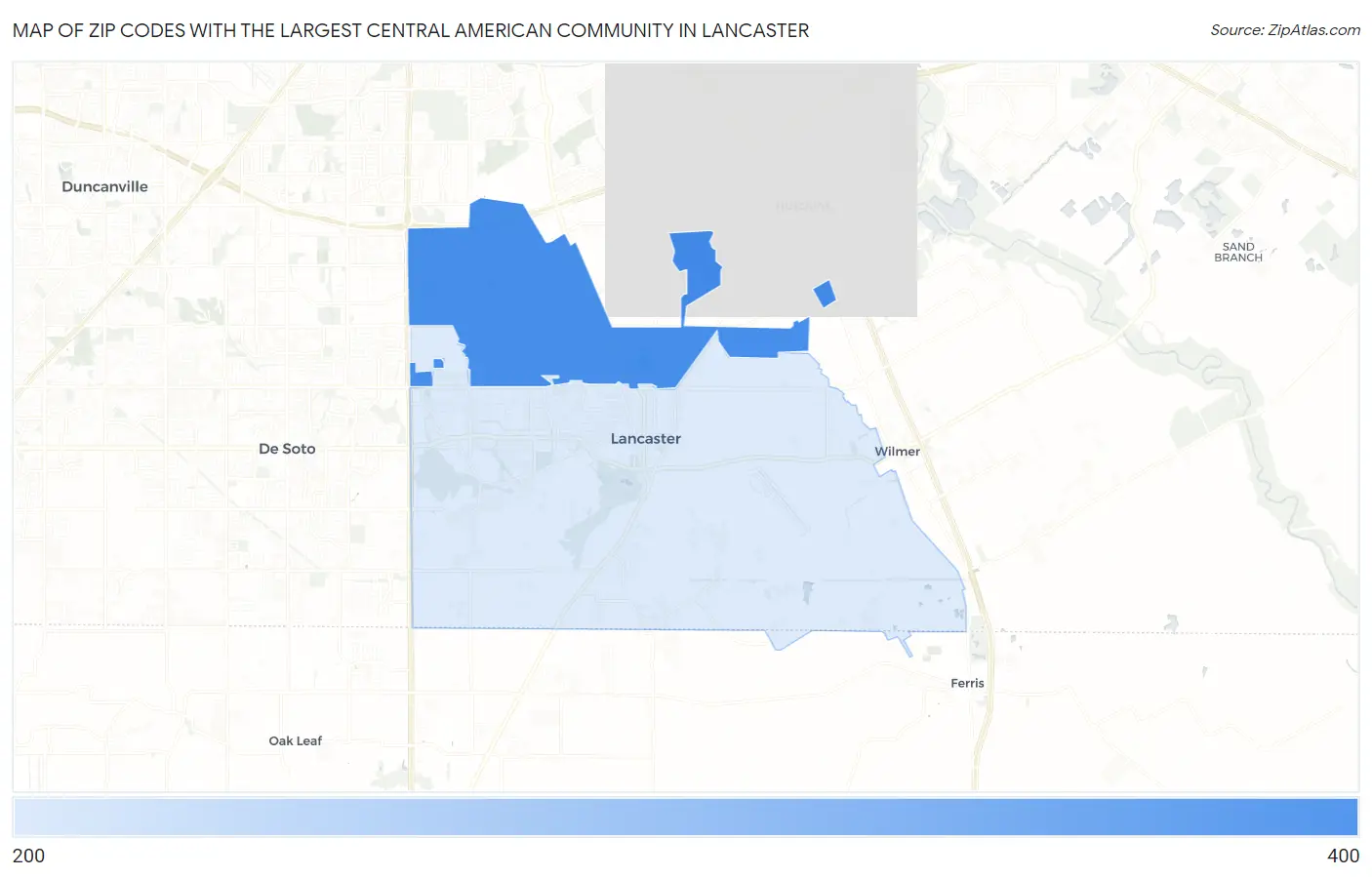 Zip Codes with the Largest Central American Community in Lancaster Map