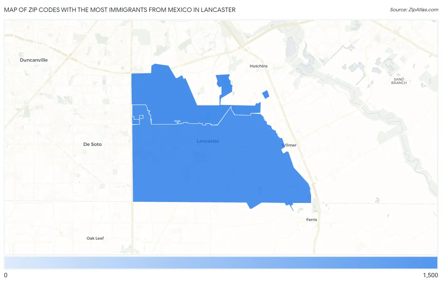 Zip Codes with the Most Immigrants from Mexico in Lancaster Map