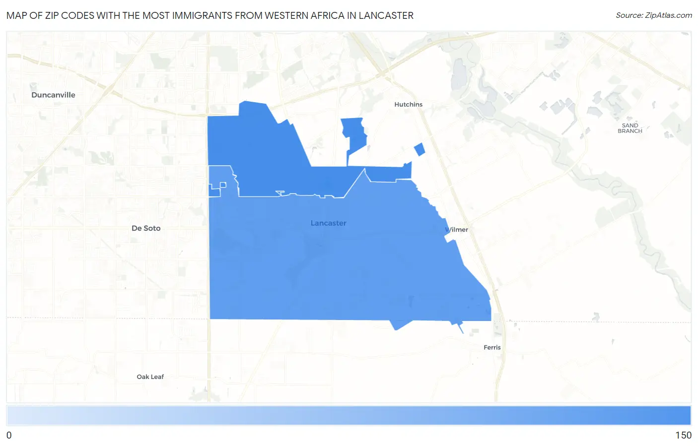 Zip Codes with the Most Immigrants from Western Africa in Lancaster Map
