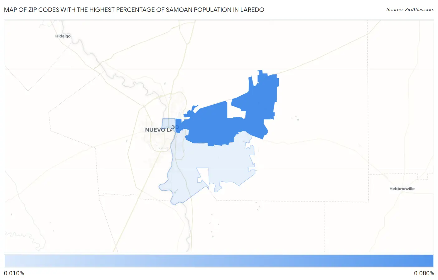 Zip Codes with the Highest Percentage of Samoan Population in Laredo Map