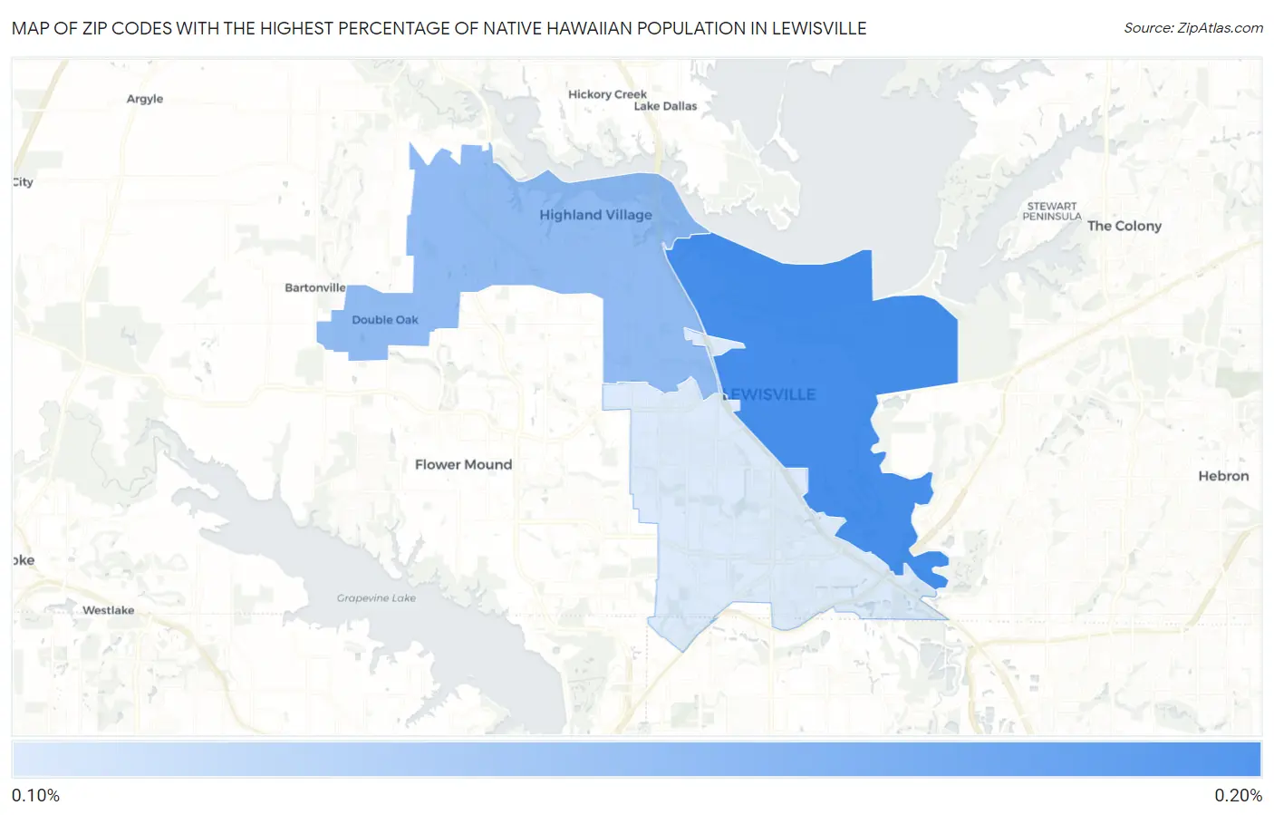 Zip Codes with the Highest Percentage of Native Hawaiian Population in Lewisville Map