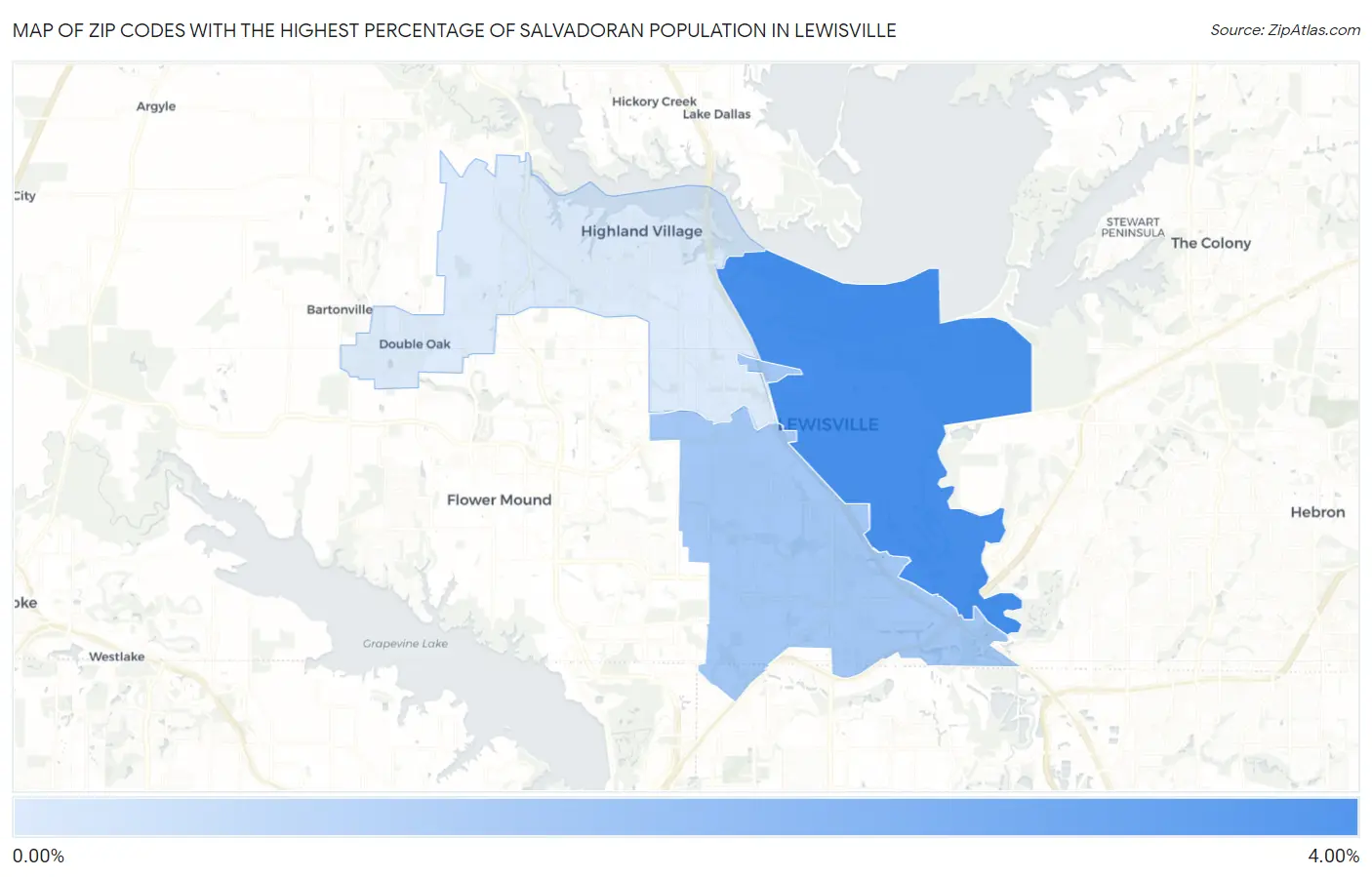 Zip Codes with the Highest Percentage of Salvadoran Population in Lewisville Map