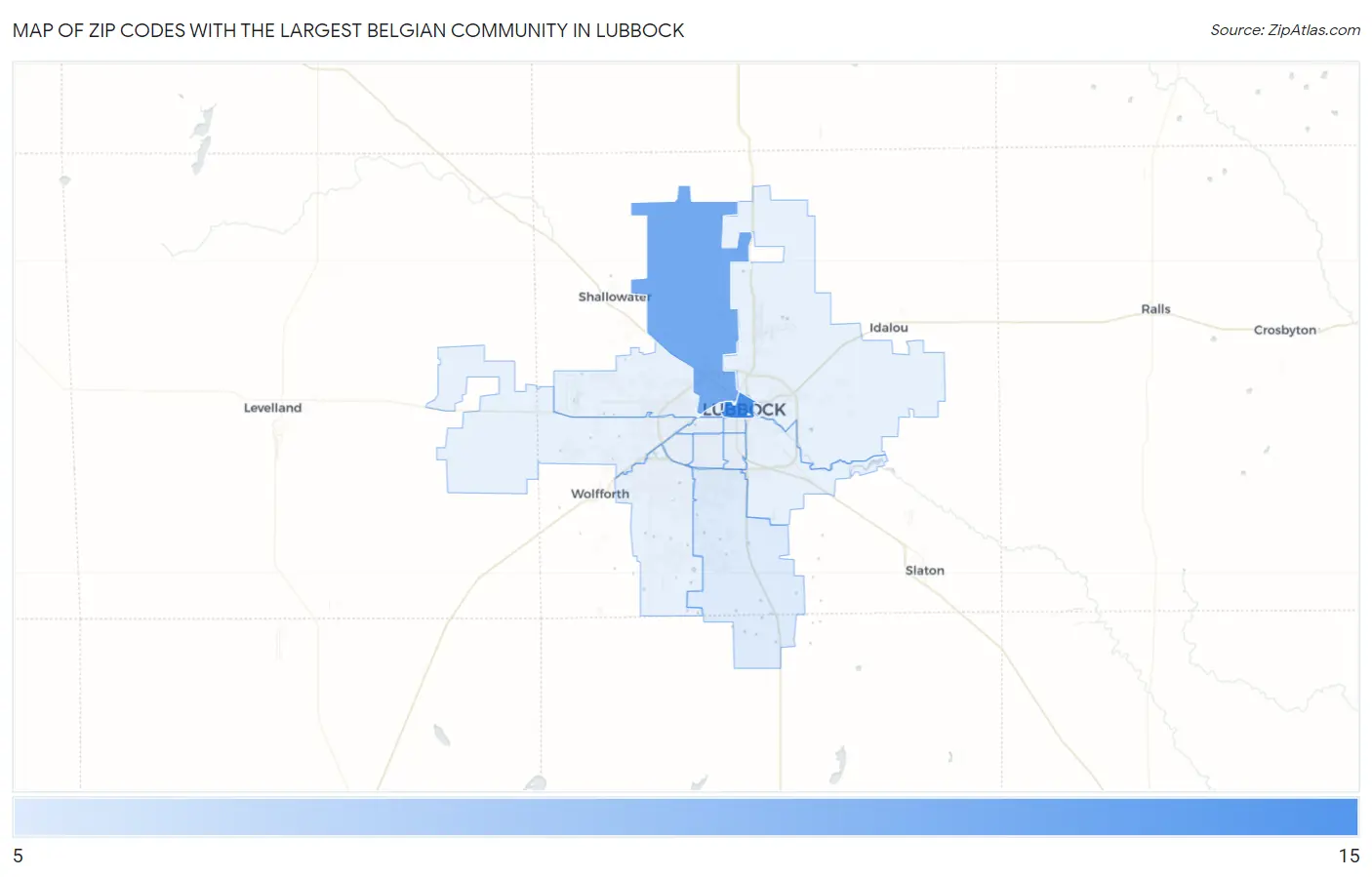 Zip Codes with the Largest Belgian Community in Lubbock Map