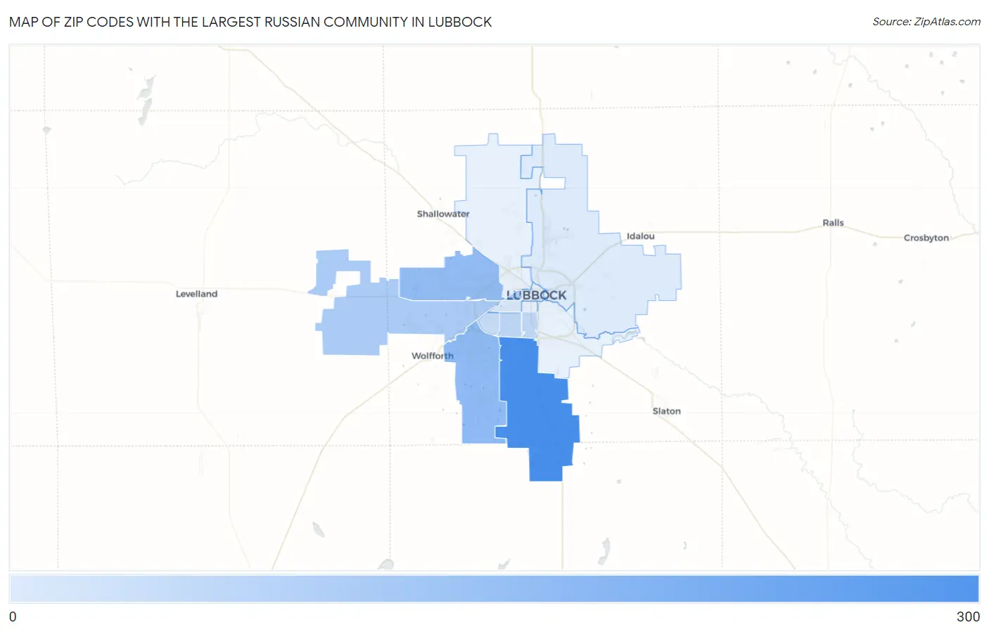 Zip Codes with the Largest Russian Community in Lubbock Map