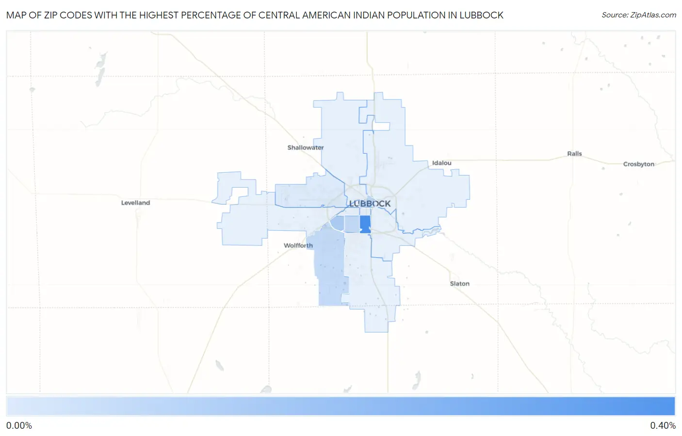 Zip Codes with the Highest Percentage of Central American Indian Population in Lubbock Map