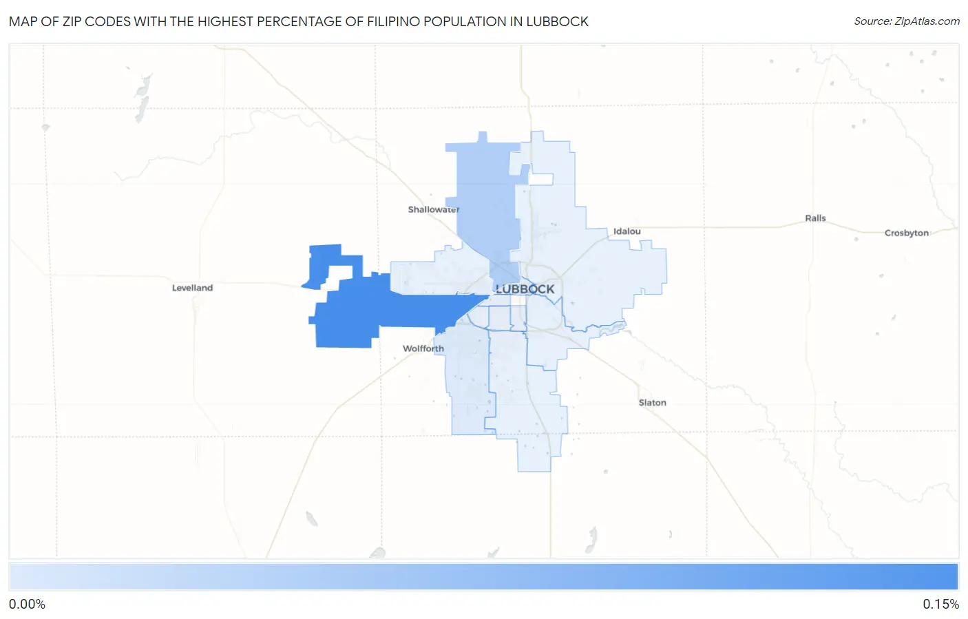 Zip Codes with the Highest Percentage of Filipino Population in Lubbock Map