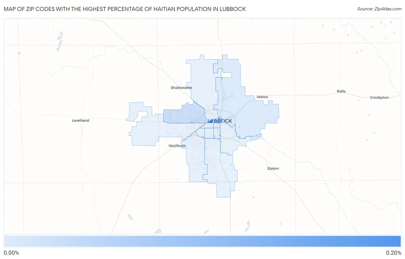 Zip Codes with the Highest Percentage of Haitian Population in Lubbock Map