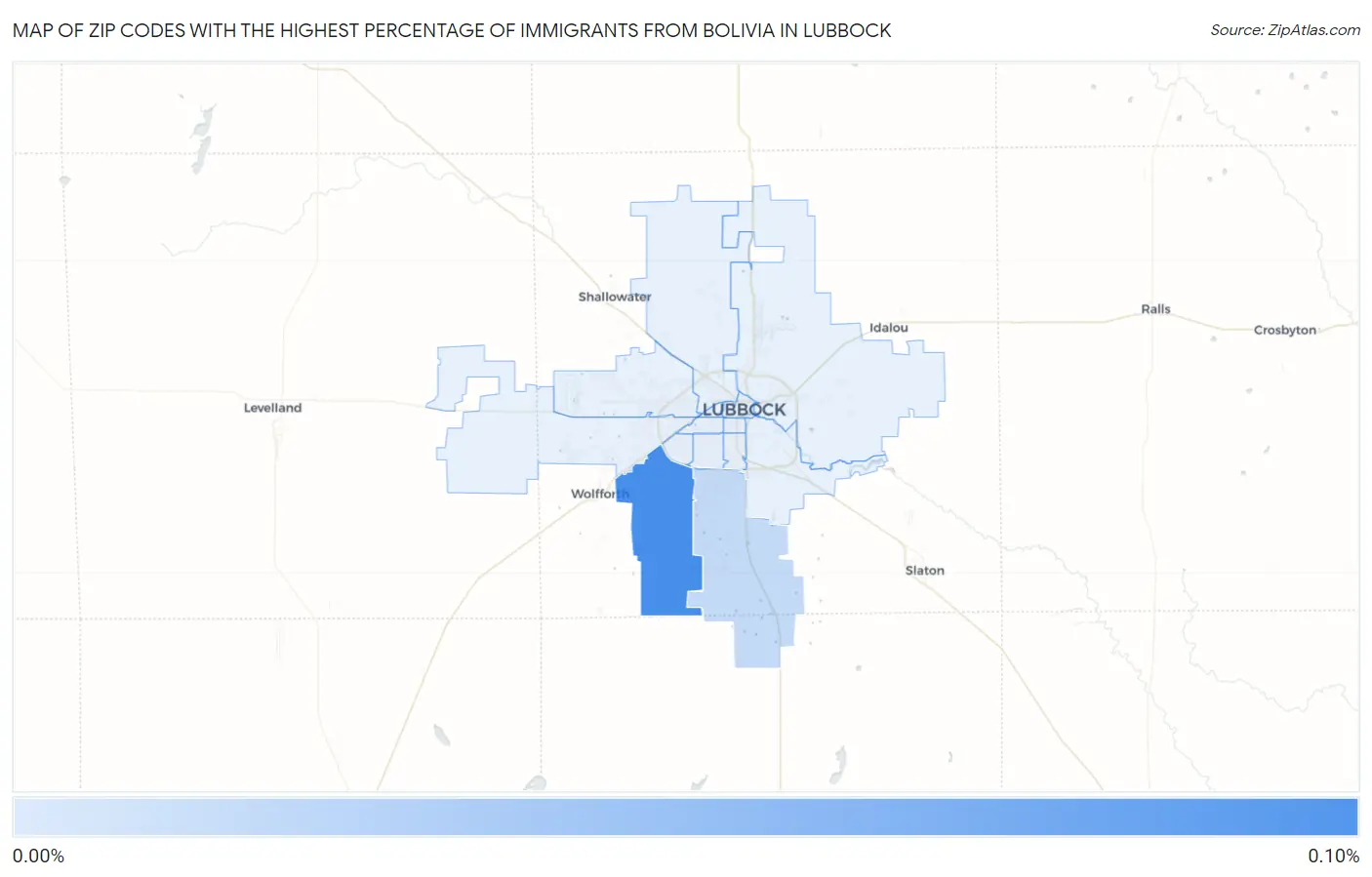 Zip Codes with the Highest Percentage of Immigrants from Bolivia in Lubbock Map