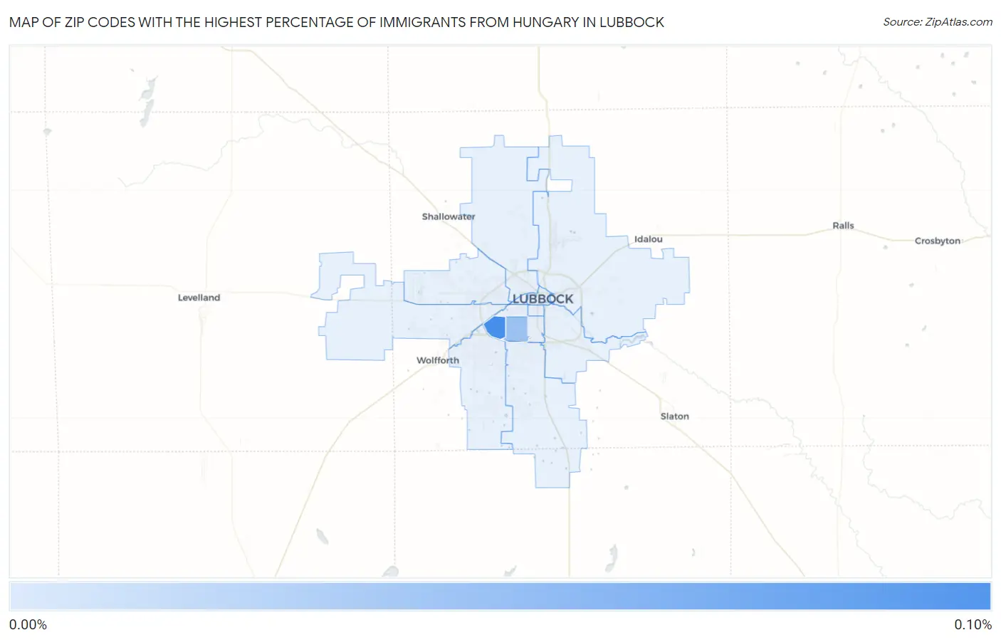 Zip Codes with the Highest Percentage of Immigrants from Hungary in Lubbock Map