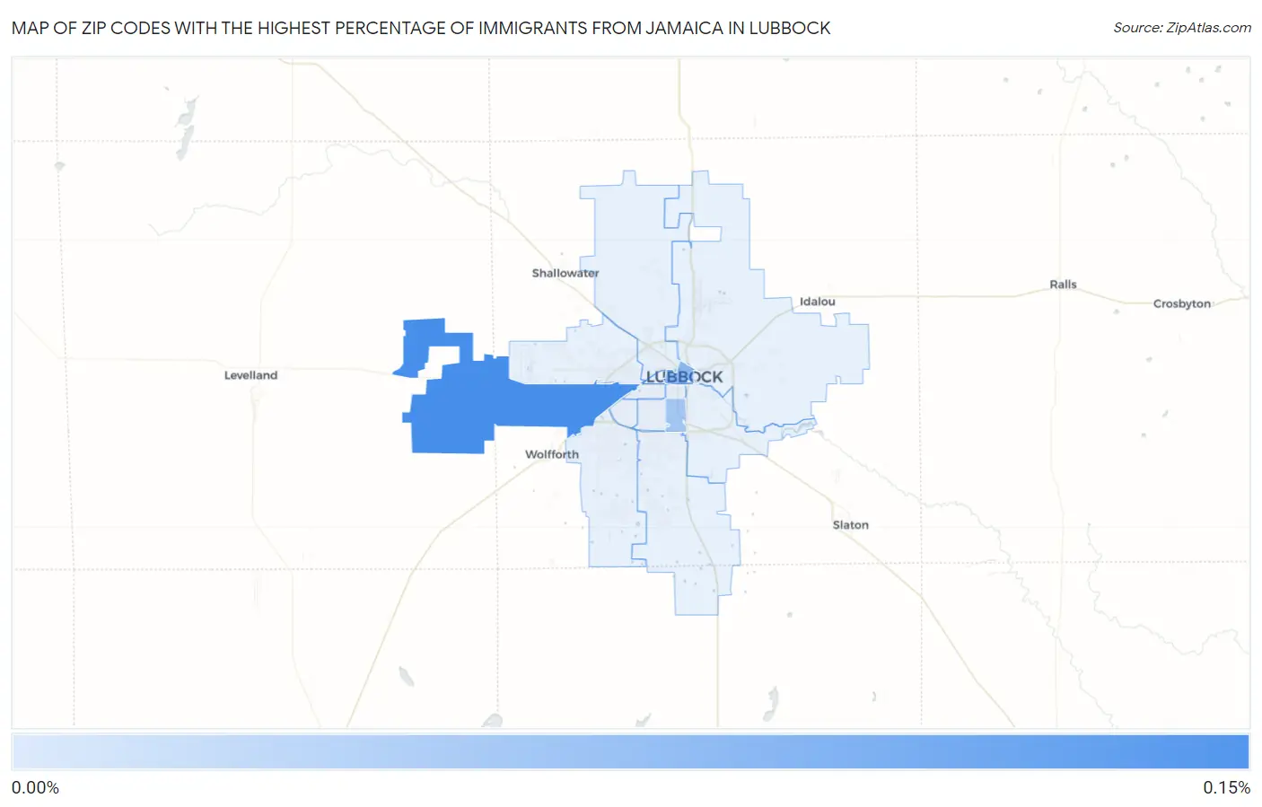 Zip Codes with the Highest Percentage of Immigrants from Jamaica in Lubbock Map
