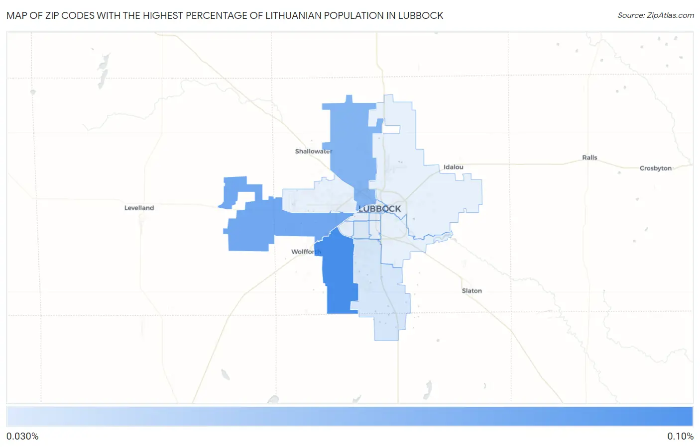 Zip Codes with the Highest Percentage of Lithuanian Population in Lubbock Map