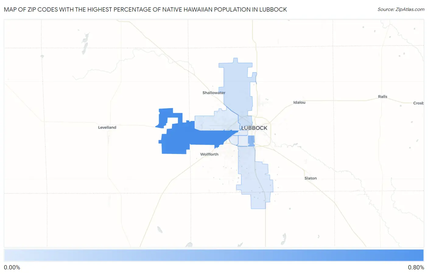Zip Codes with the Highest Percentage of Native Hawaiian Population in Lubbock Map