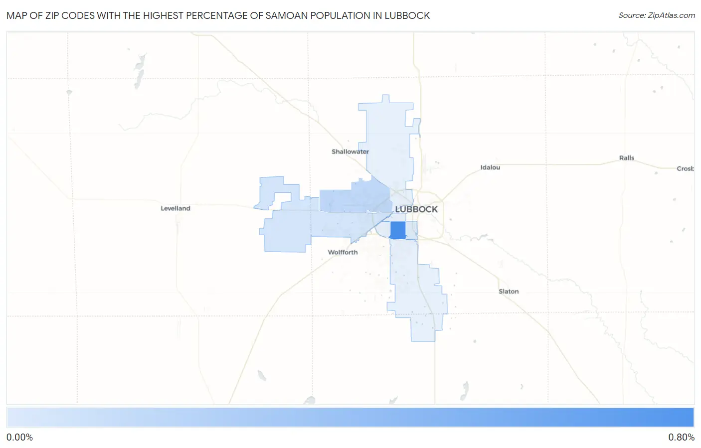 Zip Codes with the Highest Percentage of Samoan Population in Lubbock Map