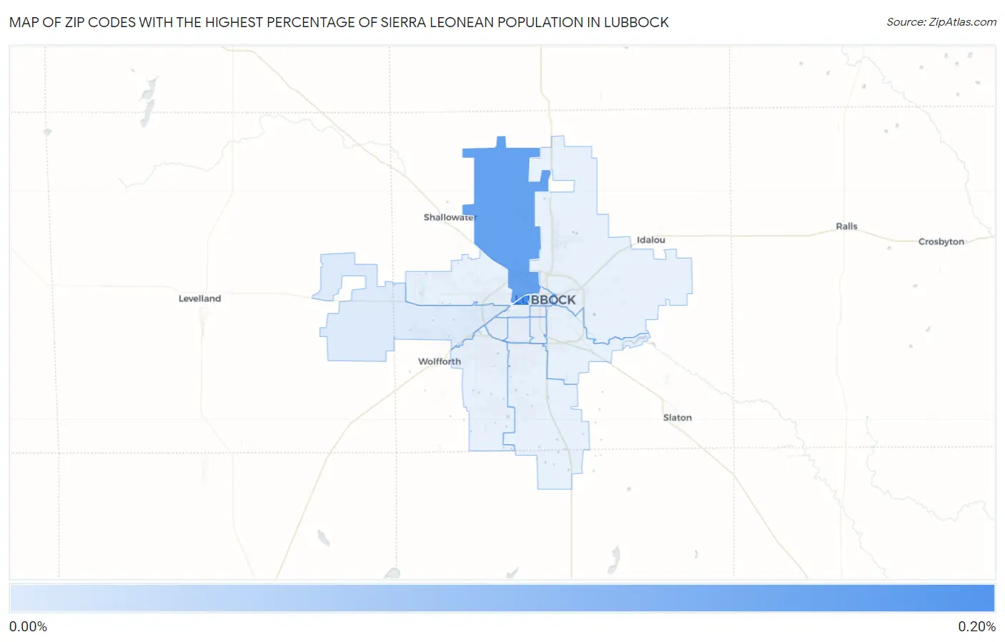 Zip Codes with the Highest Percentage of Sierra Leonean Population in Lubbock Map