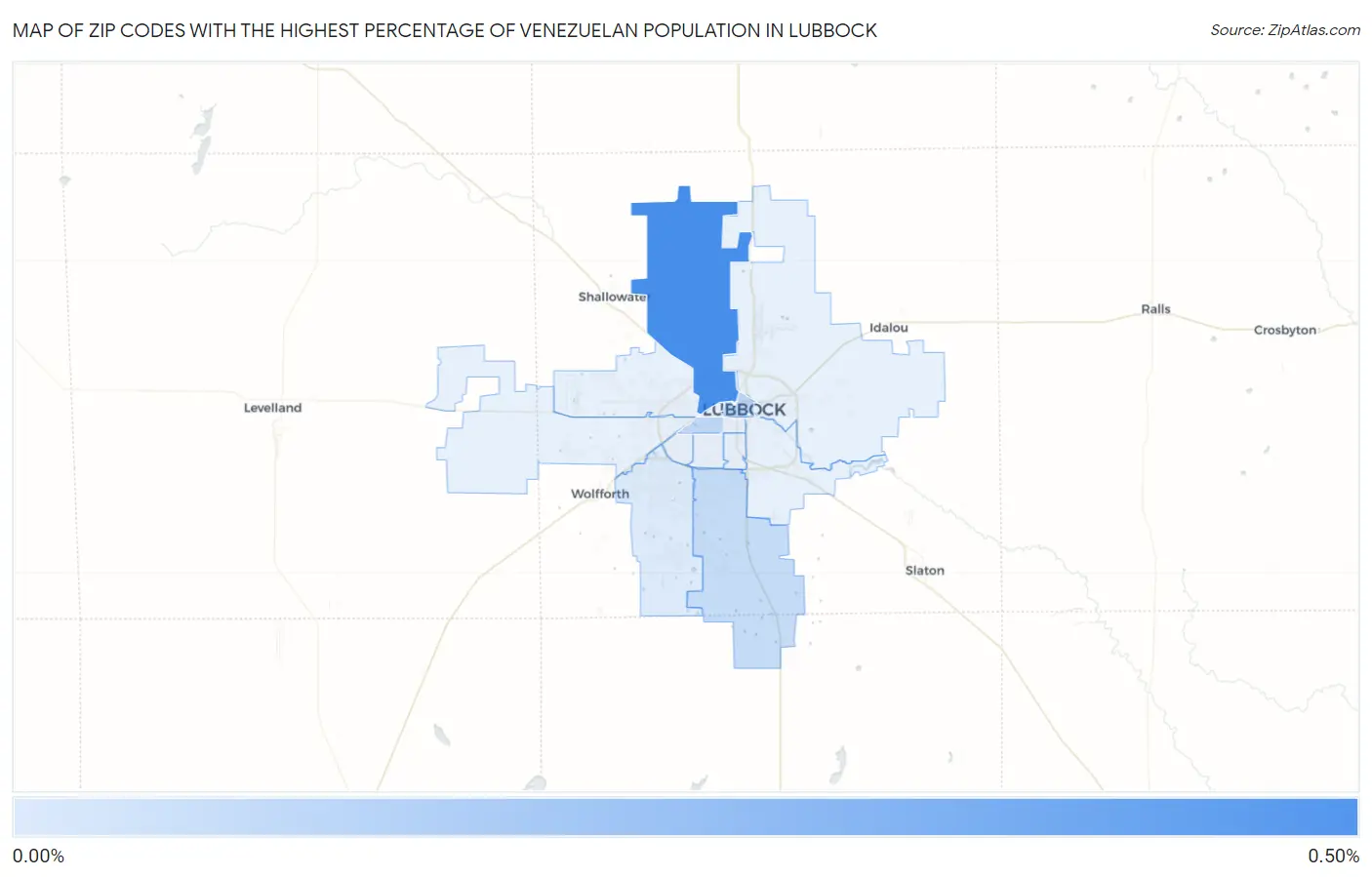 Zip Codes with the Highest Percentage of Venezuelan Population in Lubbock Map