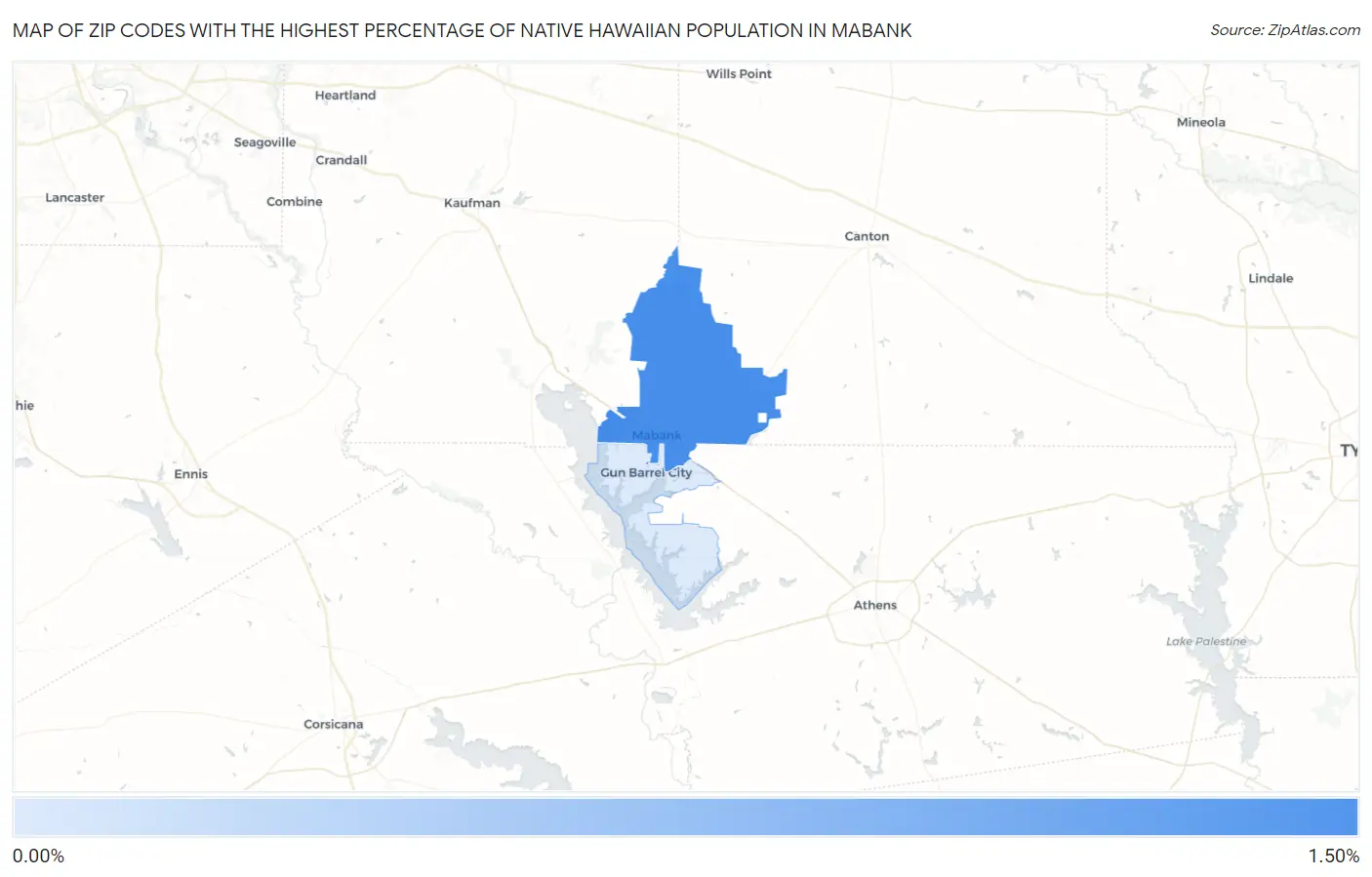 Zip Codes with the Highest Percentage of Native Hawaiian Population in Mabank Map