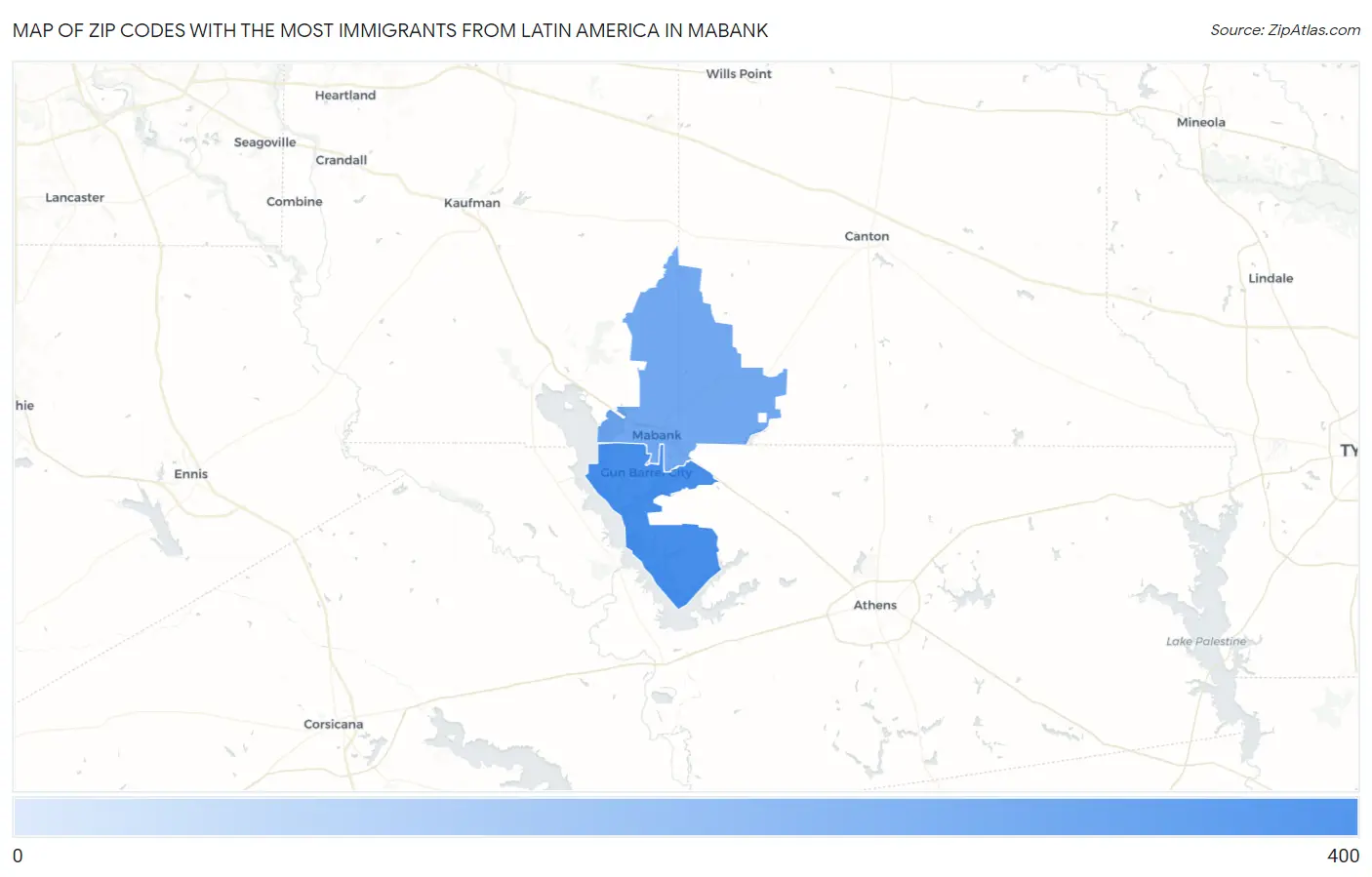 Zip Codes with the Most Immigrants from Latin America in Mabank Map