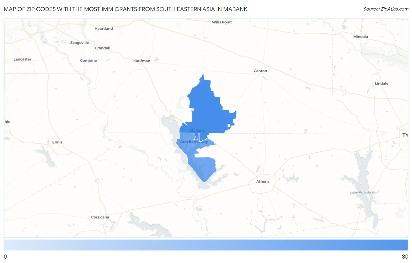 Zip Codes with the Most Immigrants from South Eastern Asia in Mabank Map