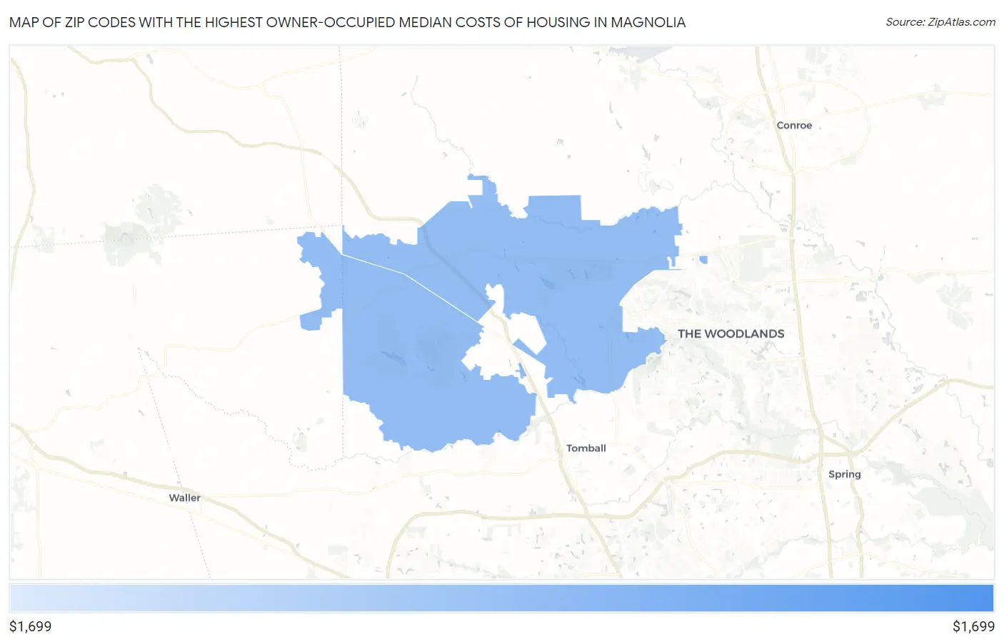 Zip Codes with the Highest Owner-Occupied Median Costs of Housing in Magnolia Map