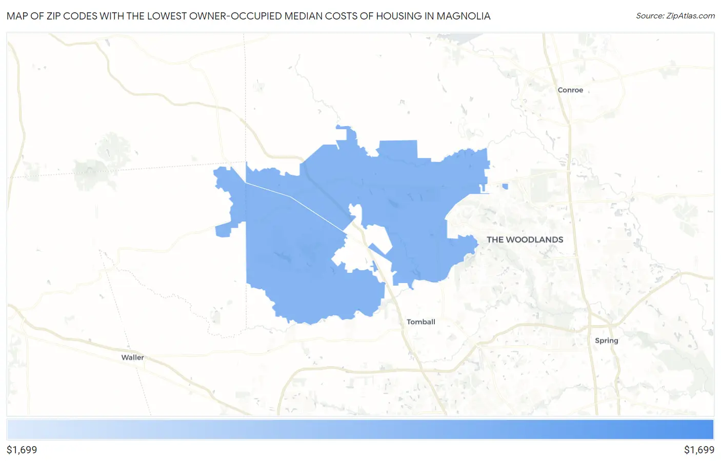 Zip Codes with the Lowest Owner-Occupied Median Costs of Housing in Magnolia Map