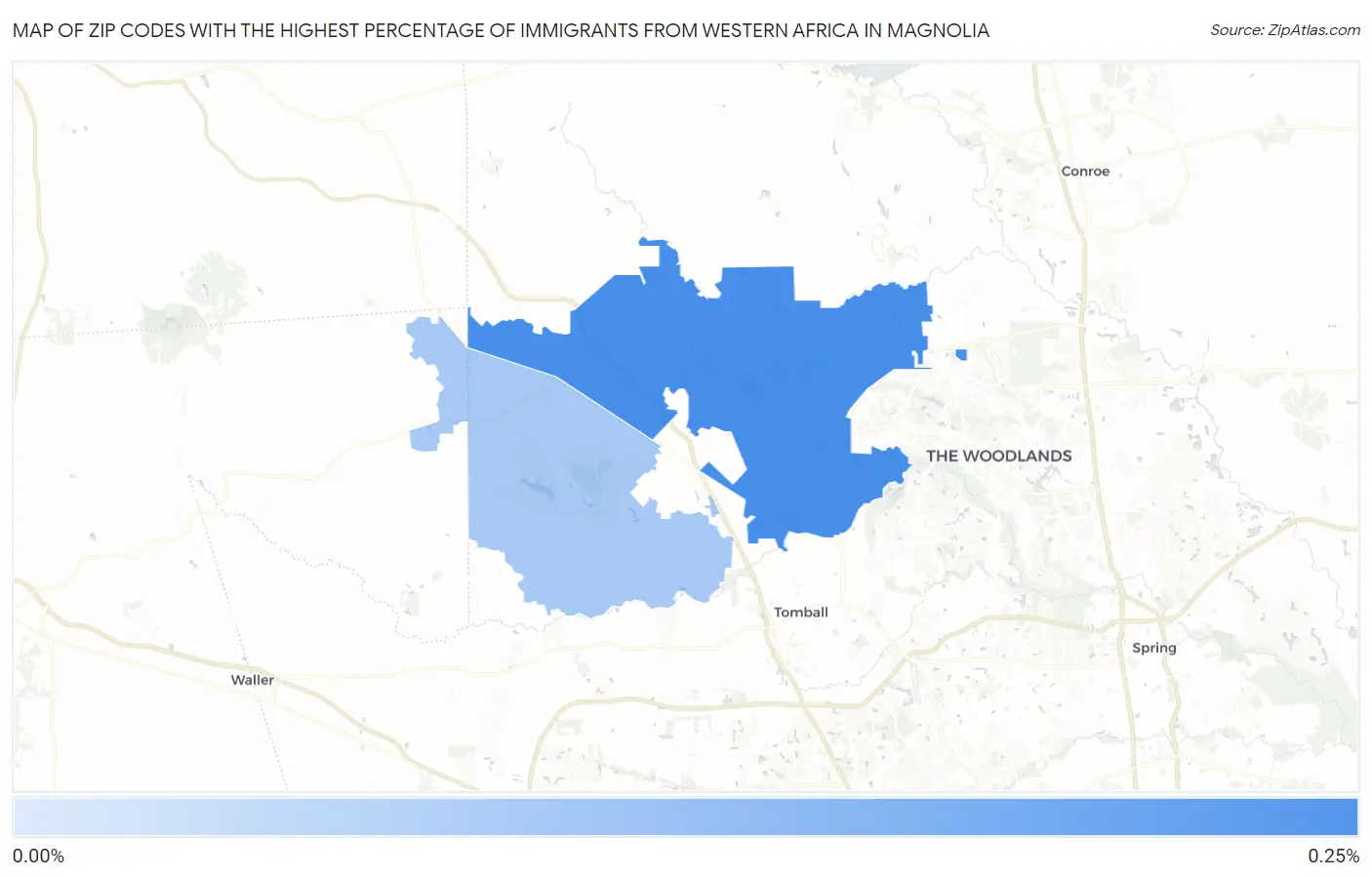 Zip Codes with the Highest Percentage of Immigrants from Western Africa in Magnolia Map