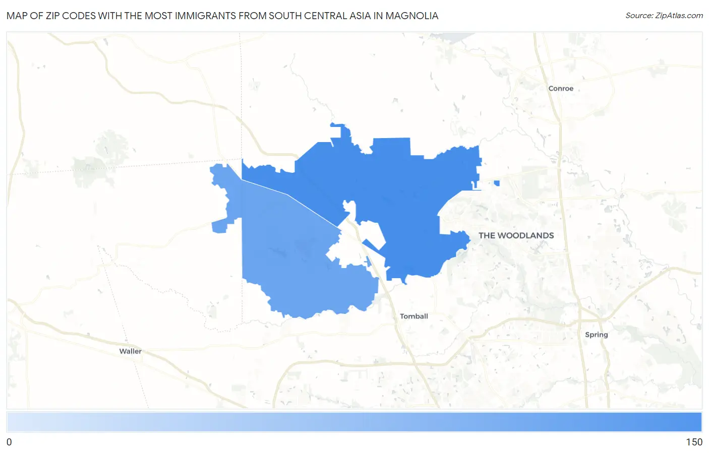 Zip Codes with the Most Immigrants from South Central Asia in Magnolia Map
