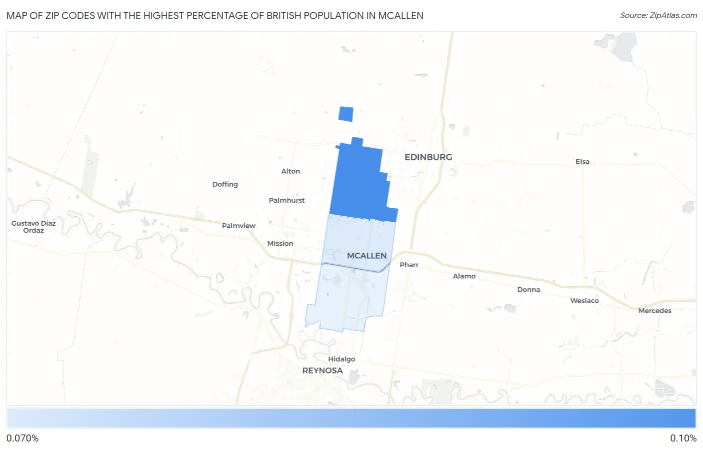 Zip Codes with the Highest Percentage of British Population in Mcallen Map