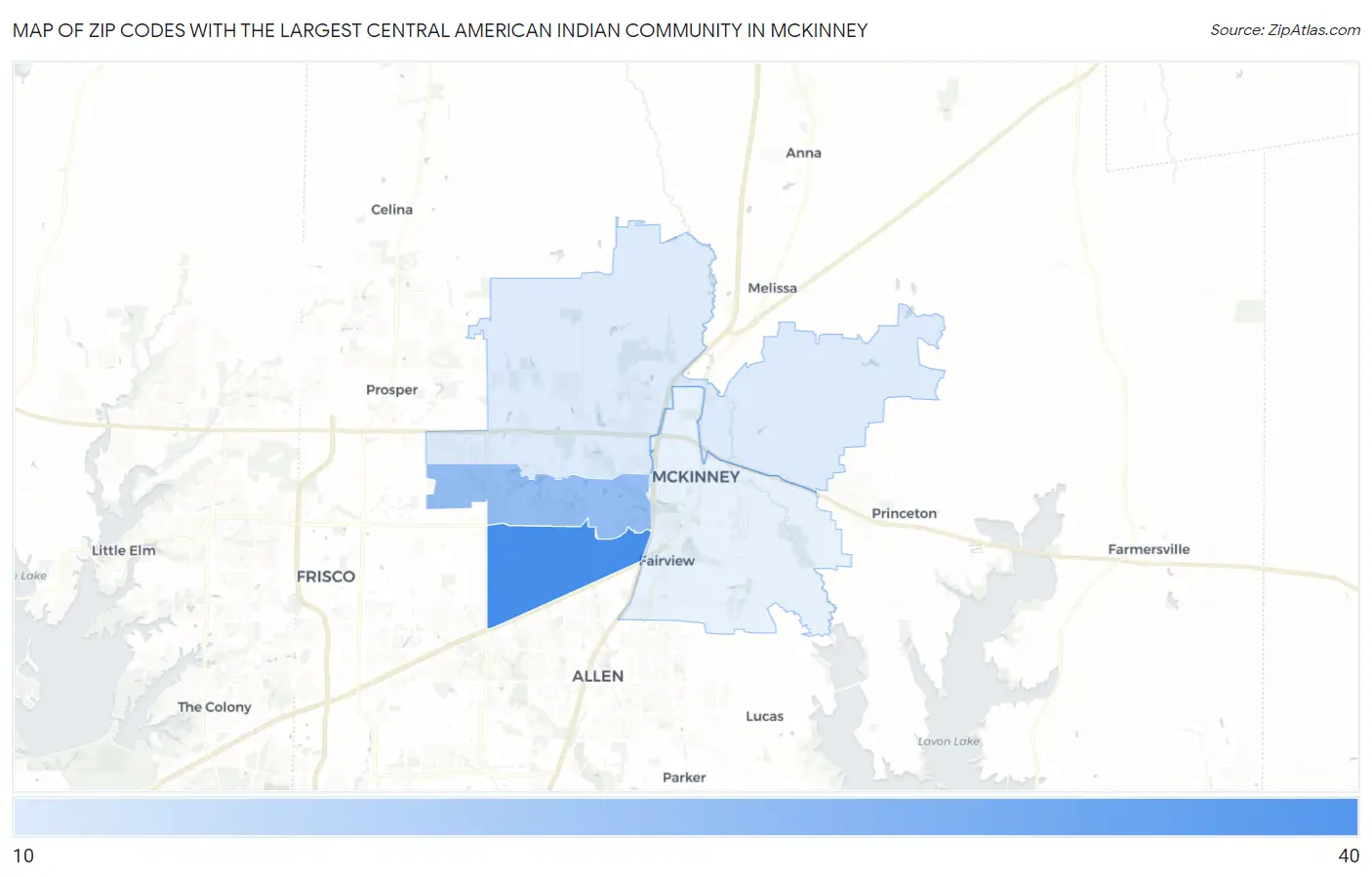 Zip Codes with the Largest Central American Indian Community in Mckinney Map