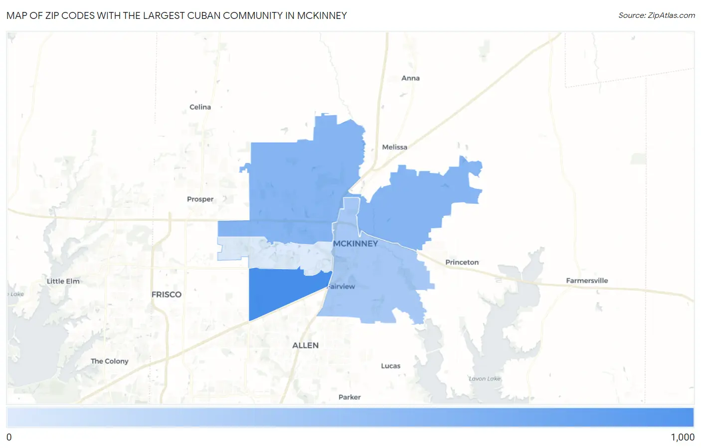 Zip Codes with the Largest Cuban Community in Mckinney Map