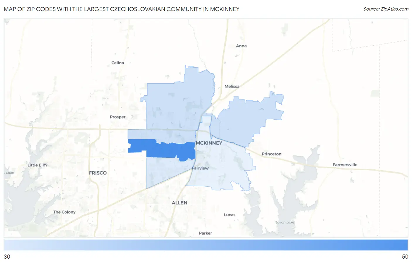 Zip Codes with the Largest Czechoslovakian Community in Mckinney Map
