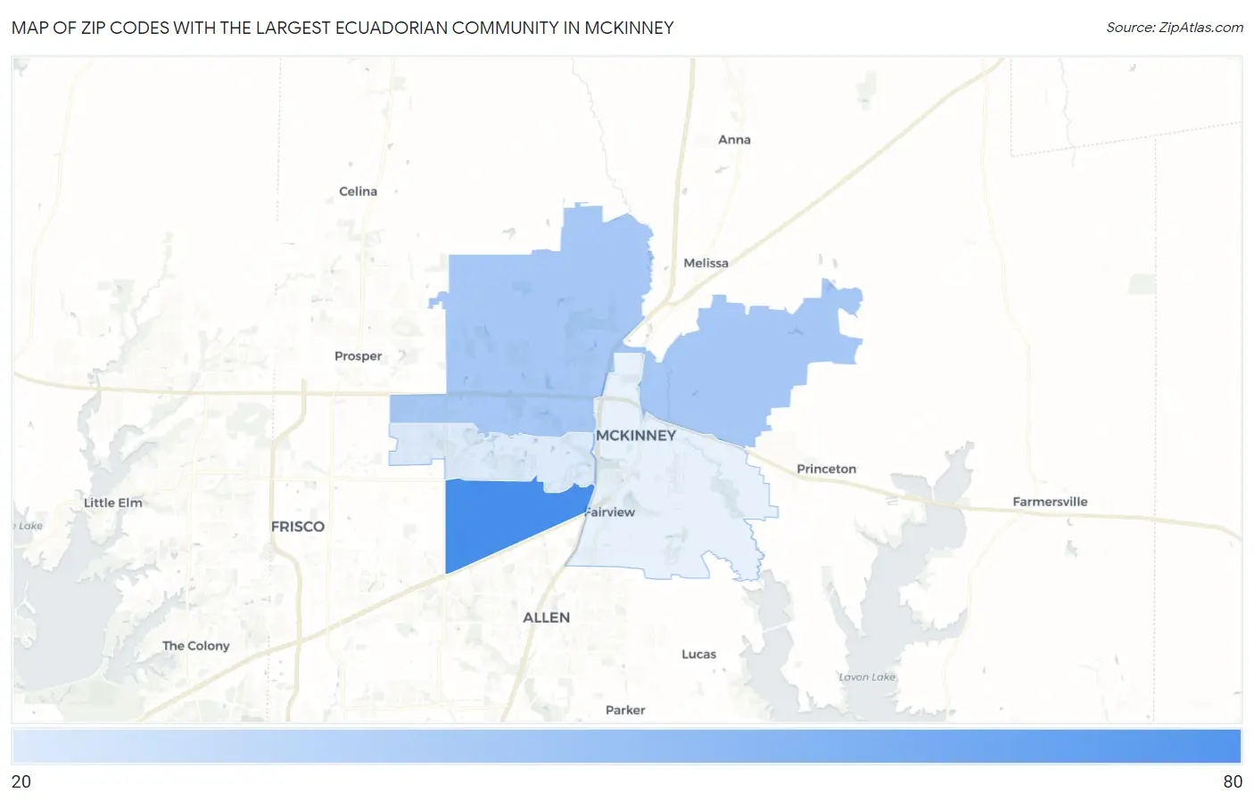 Zip Codes with the Largest Ecuadorian Community in Mckinney Map