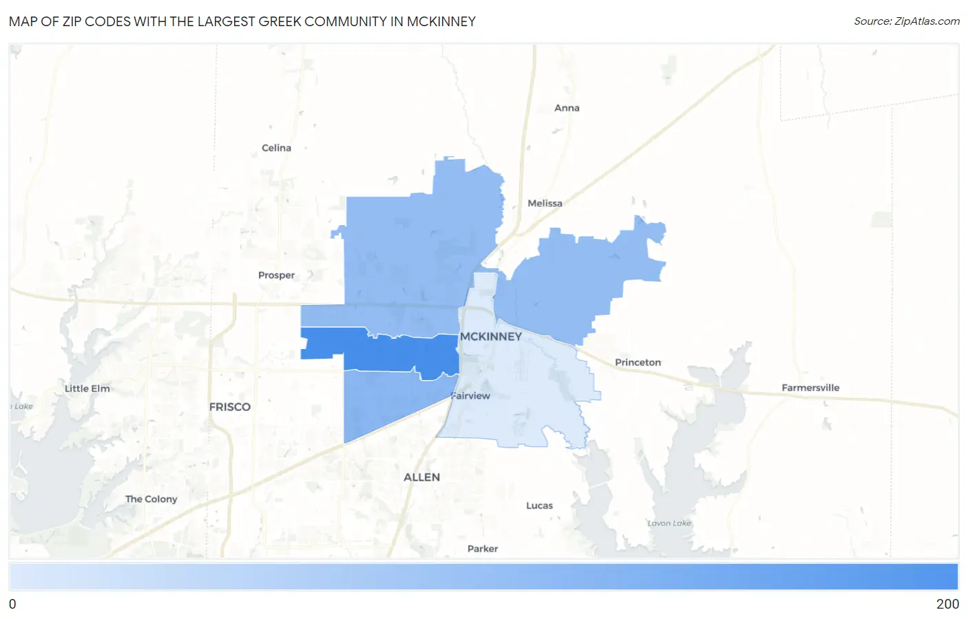 Zip Codes with the Largest Greek Community in Mckinney Map
