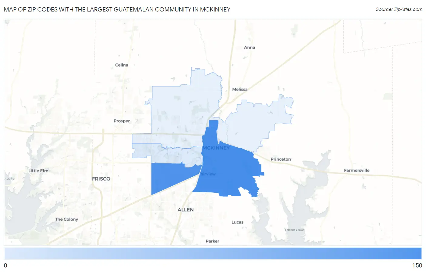Zip Codes with the Largest Guatemalan Community in Mckinney Map