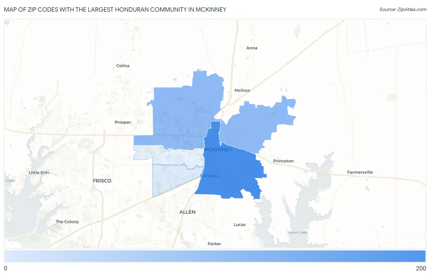 Zip Codes with the Largest Honduran Community in Mckinney Map