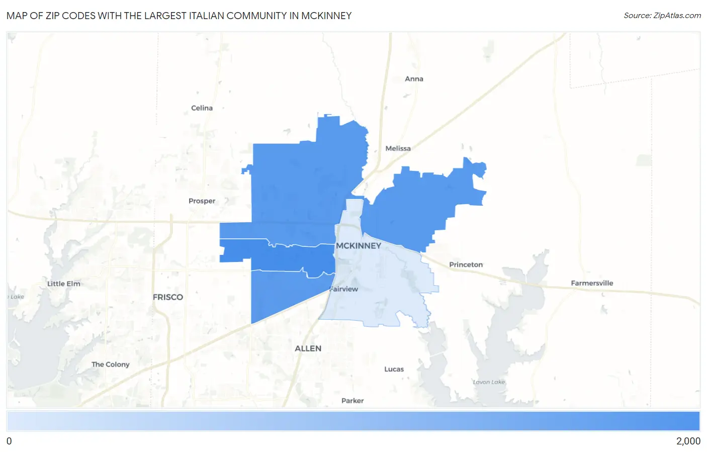 Zip Codes with the Largest Italian Community in Mckinney Map