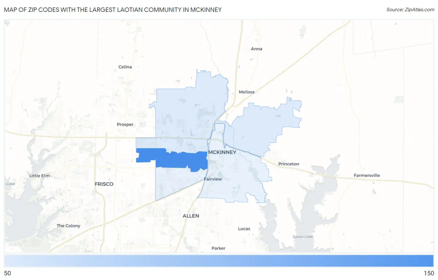 Zip Codes with the Largest Laotian Community in Mckinney Map