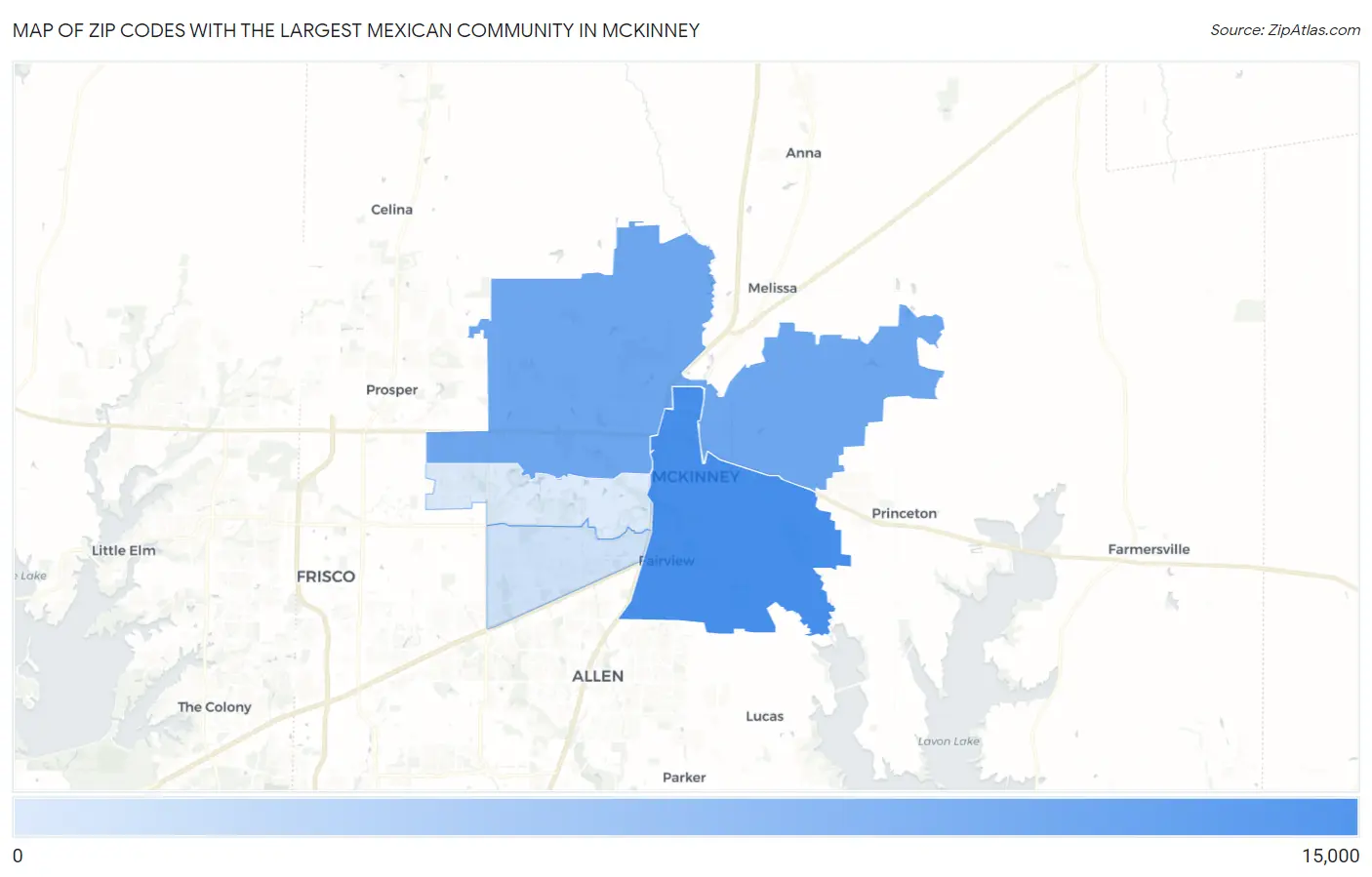 Zip Codes with the Largest Mexican Community in Mckinney Map