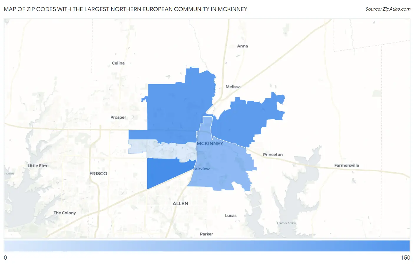 Zip Codes with the Largest Northern European Community in Mckinney Map