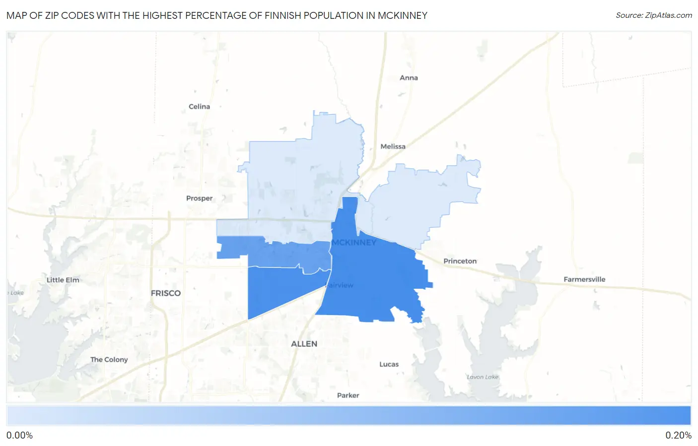 Zip Codes with the Highest Percentage of Finnish Population in Mckinney Map