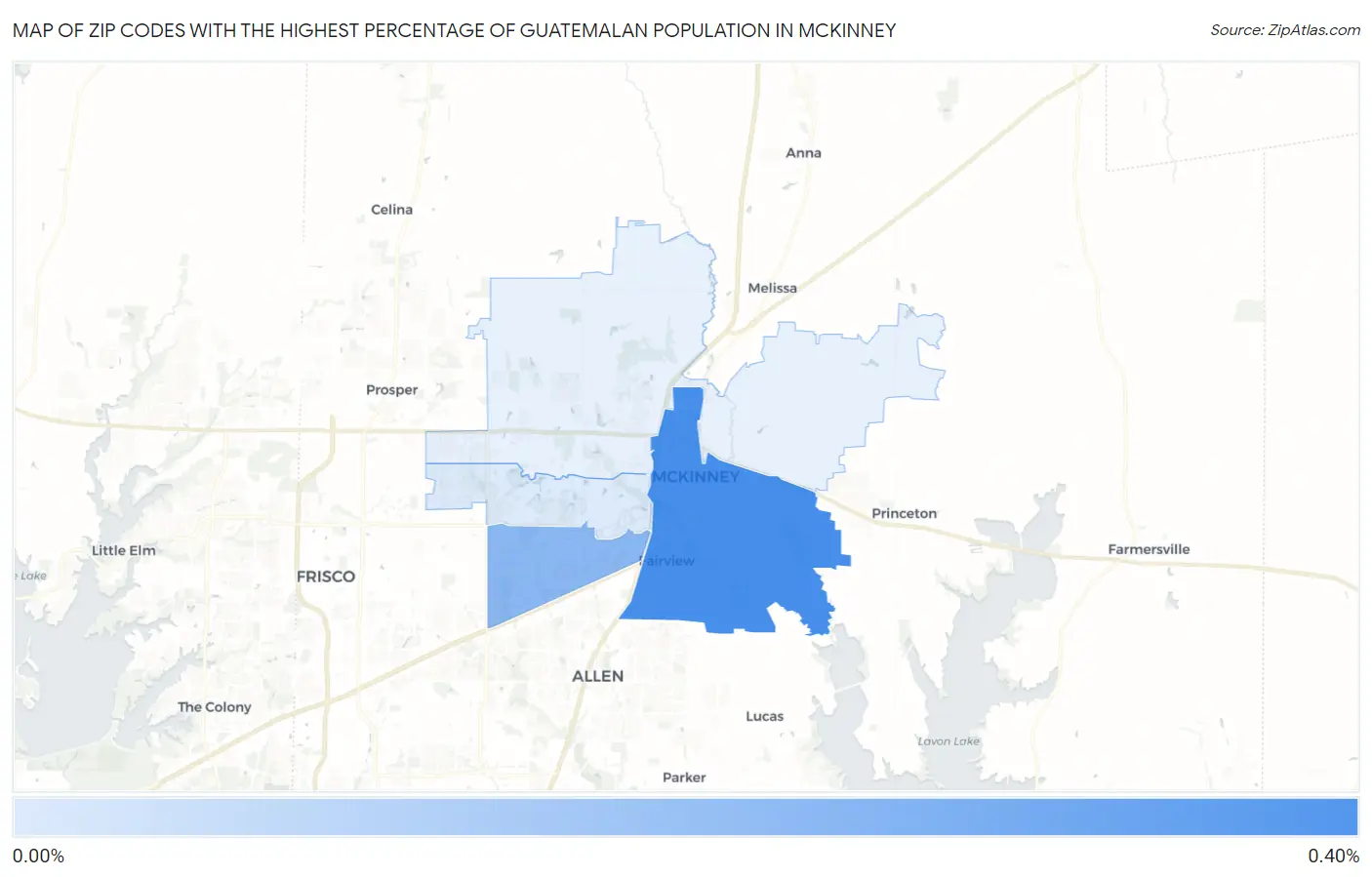 Zip Codes with the Highest Percentage of Guatemalan Population in Mckinney Map