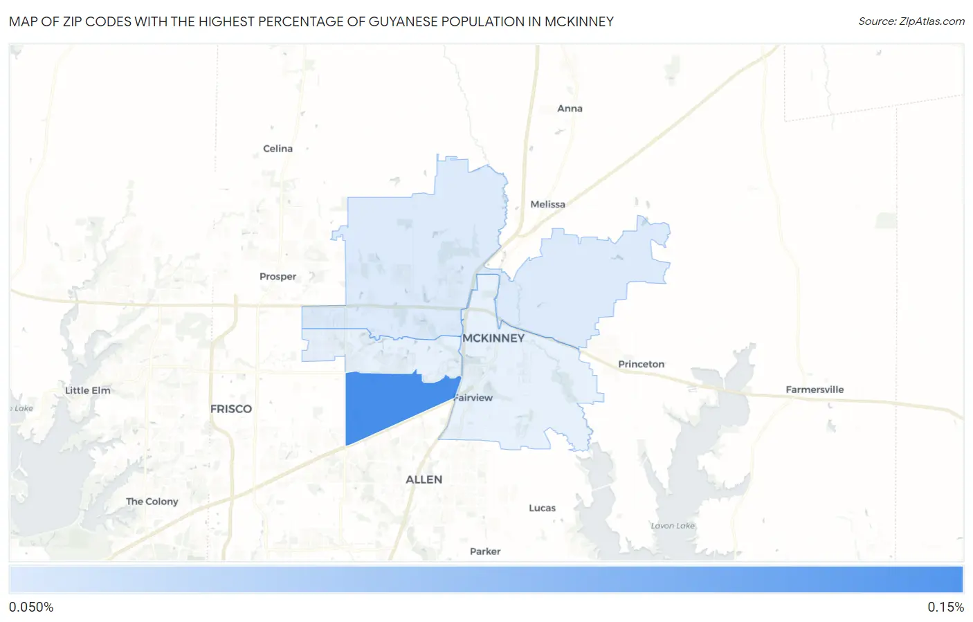 Zip Codes with the Highest Percentage of Guyanese Population in Mckinney Map