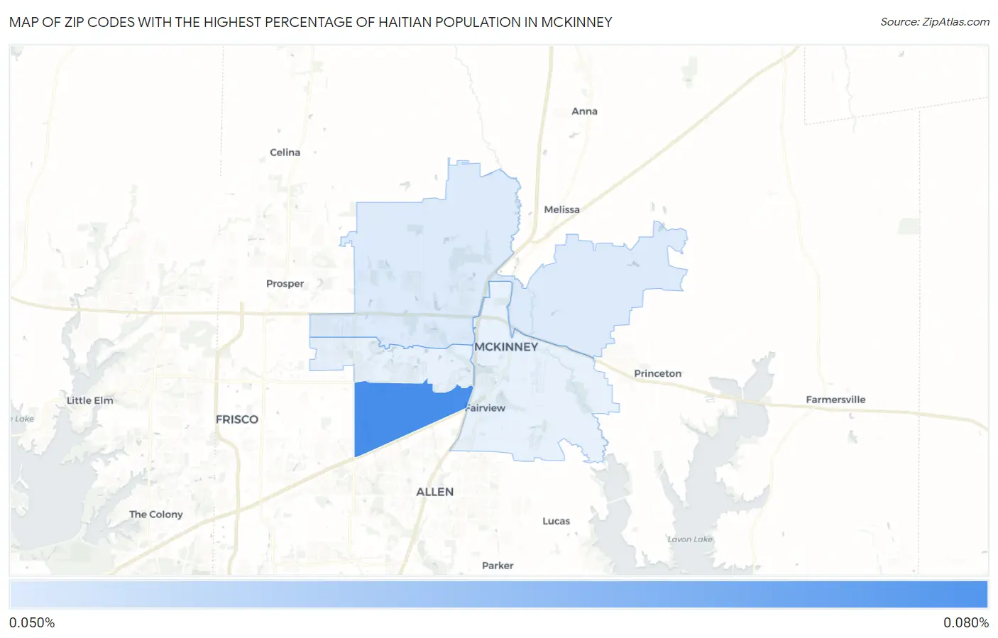 Zip Codes with the Highest Percentage of Haitian Population in Mckinney Map