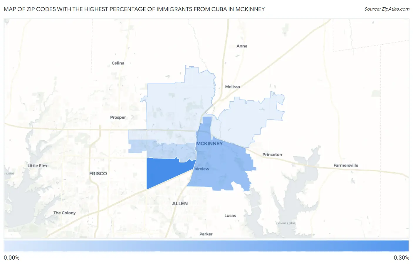 Zip Codes with the Highest Percentage of Immigrants from Cuba in Mckinney Map