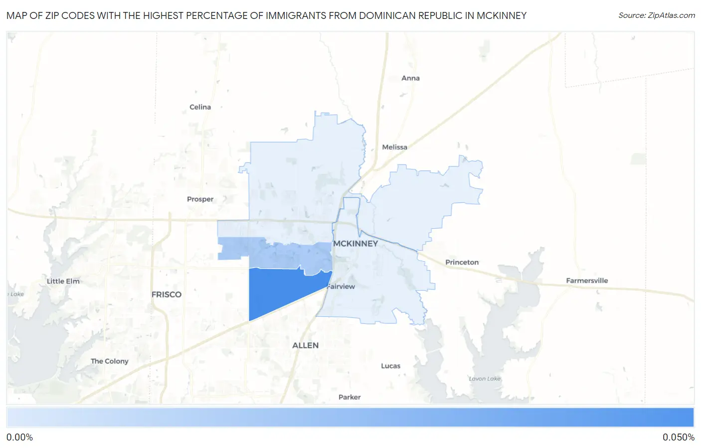 Zip Codes with the Highest Percentage of Immigrants from Dominican Republic in Mckinney Map