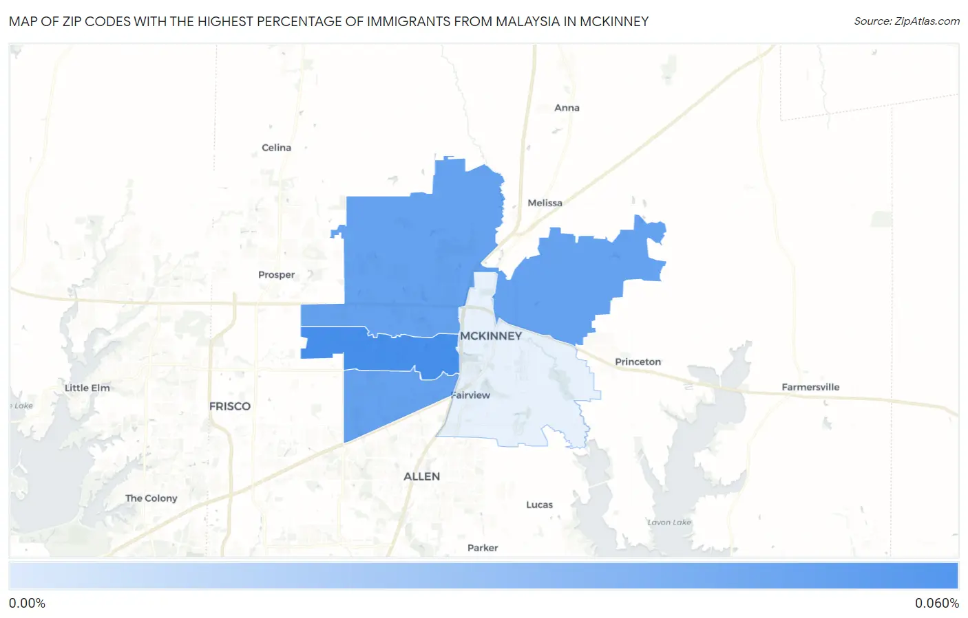 Zip Codes with the Highest Percentage of Immigrants from Malaysia in Mckinney Map